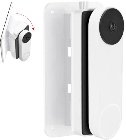 Adjustable Doorbell Mount (30°to 145°) for Google Nest Doorbell Wired-2nd Gen, Google Nest Hello Door Bell, Door Bell Wedge Mount for Apartment, No Drill-White