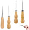 Hezhou 4 Piezas Lezna de Costura con Mango de Madera Herramienta de Coser Cuero Kit de Costura Artesanal para Cuero para Coser o Reparar Lona, Papel de Cuero, Costura de Cuero