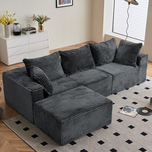 Vamcheer Modular Sectional Sofa - 270cm Oversized L-shaped Corner Couch, No Assembly Required, Grey
