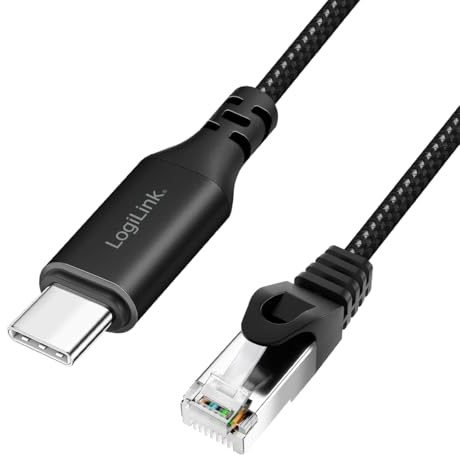 LogiLink CU0414 - aktives USB 3.2 (Typ-C) zu Netzwerk (RJ45) Anschlusskabel - 1Gbps, 5 m
