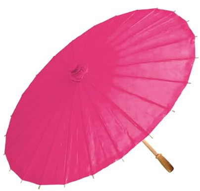 SHINROAD Paraguas de papel colorido con mango de bambú, estilo chino, manualidades, decorativo, pintura al óleo, sombrilla vintage ligera, Rosa Roja, 60 cm