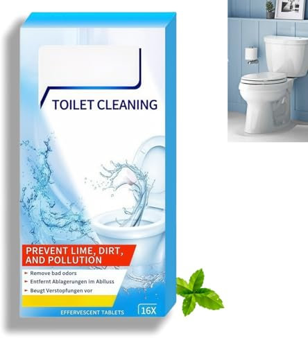 16PCS Toilet Bowl Cleaner,Toilet Cleaner Tablets,Toilet Cleaner Limescale Remover,Deep Cleaning Foam Action Tabs,Touch Free Fizzy Foam Toil-et Clea-ner,Toilet Limescale Remover,Toi-let Descaler