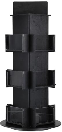 PATIKIL Portacarte Girevole, Supporto Girevole A 3 Livelli in Legno per Cartoline Portacarte per caffè Tavolo Retail, Nero