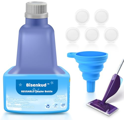 Bisenkud Refillable Bottle for Swiffer® Wet Jet™ Mop - 500ml /17 FL OZ - Leak-Proof HDPE Solution Bottle, Empty，Not for Power mop