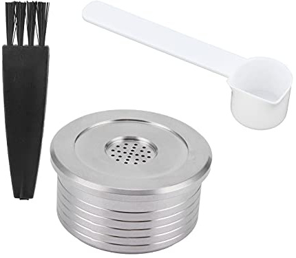 Nikou Capsule de café réutilisable avec brosse à cuillère, compatible avec cafetière Delta Q NDIQ7323, dosette de filtre à café en acier inoxydable, accory de café pour une utilisation durable