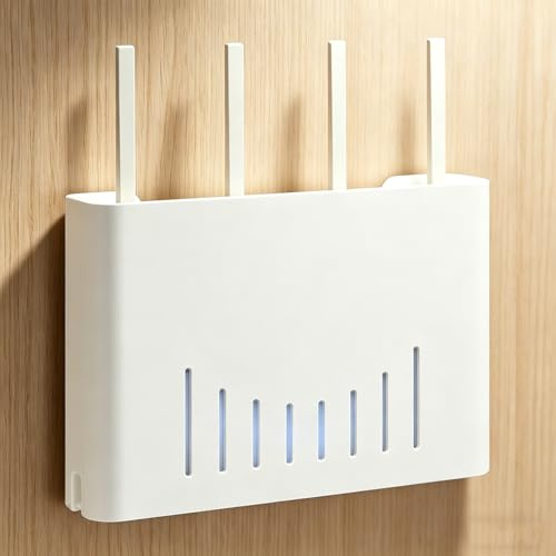MNOIINM Porta Router da Parete, Scatola di Immagazzinaggio del Router WiFi, Scatola di Gestione dei Cavi, Mensola Portaoggetti per Nascondi Vari Cavi TV, Decoder, Routers etc(White)