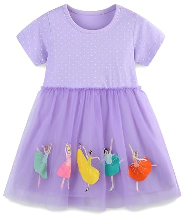 TCWWBB Girls Summer Dresses Unicorn Fairy Rainbow Print Casual Party Dress Toddler Cotton Shirt Cartoon Crewneck Short Sleeve Birthday Dresses for Kids Age 1-7 Years Old