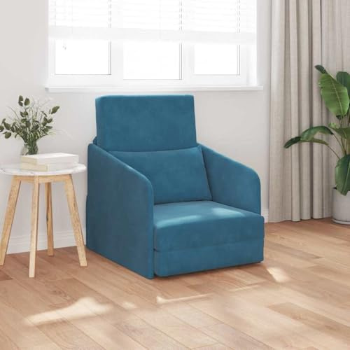 Yisssmeng Samt Schlafsofa Blau 65x80x83 cm Bodensofa mit manueller Klappfunktion, robuster Metall-Sperrholzrahmen, atmungsaktives Schaumkissen für Living Room, Guest Room, Studio