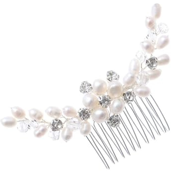JOINPAYA Peigne à Cheveux de Mariée en Perles Imitation, Strass Décoratifs, Accessoire Élégant pour Coiffure de Mariage, Femme et Fille, Ornement de Tête pour Cérémonie, Bal et Dîner,