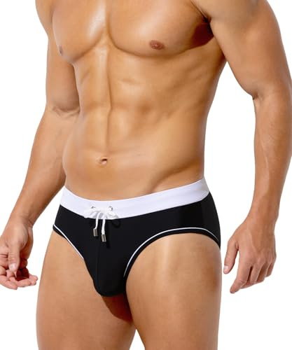 Arjen Kroos Mens Swim Briefs Sexy Bikini Color Clash Quick Drying Swimwear