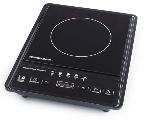 GOURMETmaxx Placa de inducción 1 placa de cocción | Placa de inducción móvil con 5 niveles de calor, 80-240 °C y temporizador, placa compacta con pantalla digital, seguridad infantil y temporizador