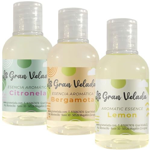 Gran Velada - Pack Ahorro Esencias Citricas 3 x 50 ml | Esencias Aromáticas para Mikados para Jabones Artesanales para Velas Perfumadas | Perfumar Creaciones Aroma Duradero