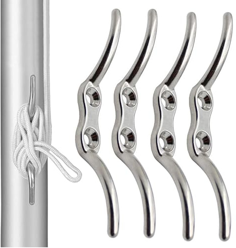 Bitta per Barca, Bitte di Ormeggio Gancio, Gancio per Tacchette, Accessori per L'ormeggio della Barca del Gancio della Tacchetta della Corda Dell'asta della Bandiera, Pennone, Tende, 4 Pack