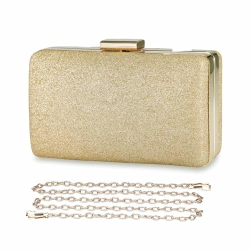 BAIGIO Bolso de noche para mujer, bolso de hombro con cadena desmontable de lujo, A-oro, S, Contemporáneo