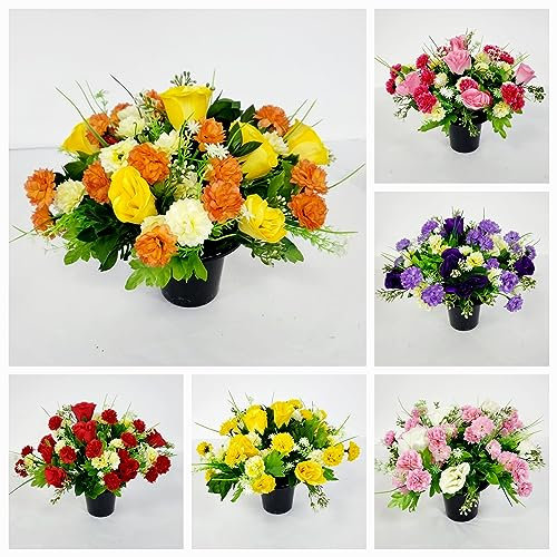 Artificial Silk Funeral Flowers Grave Pot Tribute Flowers Wreath Memorial