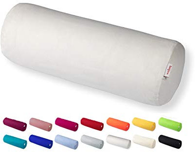 beties Basic Nackenrollenbezug ca. 15x40 cm Kissenhülle 100% Baumwolle in vielen fröhlichen Uni-Farben (Weiss)