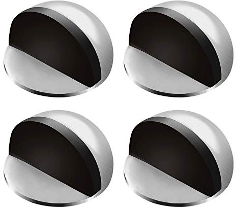 4PCS Door Stops, Stainless Steel Door Stopper Floor Mounted, Oval Adhesive Door Stop with Adhesive Pads