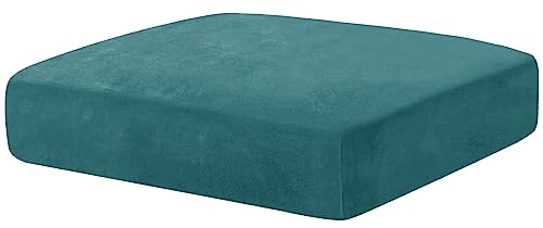 CHELZEN Fundas de sofás de Terciopelo, Fundas de Cojines elásticos, Cubierta Protectora de la Almohadilla del sofá de la Sala de Estar Lavable (1 Asiento, Azul Pavo Real)