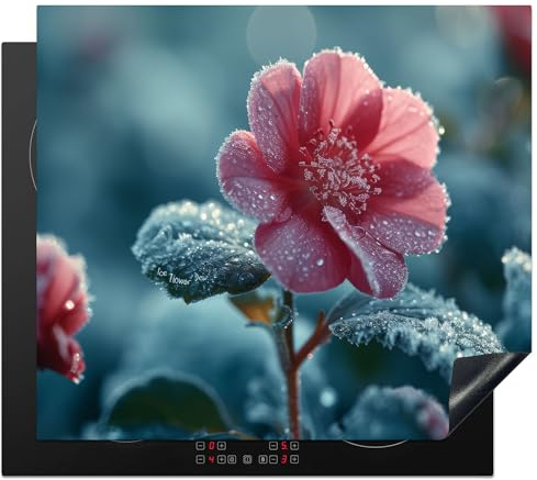 KitchenYeah© Cubre Vitrocerámica | 59x51 cm - Protector Vitroceramica Induccion - Tapa Vitroceramica - Protector de Vitroceramica Flores - Rosa - Invierno