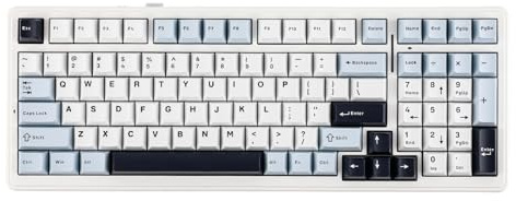 EPOMAKER x Aula F99 Wireless Mechanical Keyboard, Hot Swappable Gasket Custom Gaming Keyboard with Five-Layer Padding, BT/2.4GHz/USB-C, 8000mAh Battery (White Blue, Reaper Switch)
