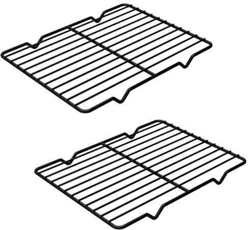 Linkidea Griglie di Raffreddamento in Metallo Confezione da 2, 8 x 10 Griglie di Raffreddamento Rettangolari in Acciaio Inossidabile per Teglie da Forno USA e Getta (Nero)