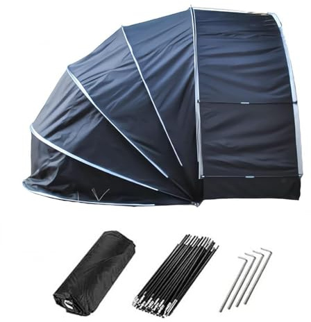 Garage per Moto e Biciclette con Doppie Porte per 2-5 Bici - Telo Moto Appeso 2 in 1 Casetta Attrezzi Giardino,Black