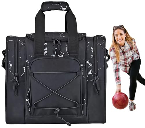 Generic Bowlingballtasche - 1 Ball, Verstellbarer Gürtel, Gepolstert, Multifunktionale Handtuchschuhe, Tasche Für Männer Und Frauen - Schwarz, 36,5 x 24 x 32,5 cm