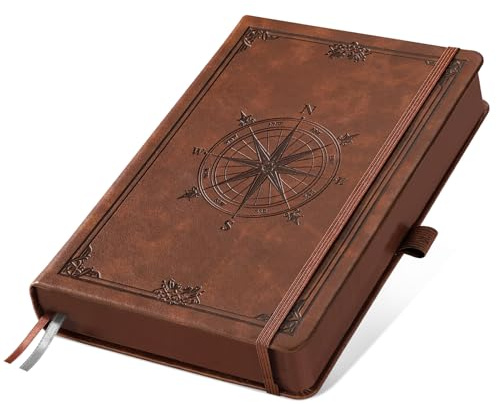 AUTEMPO A5 Lined Journal Notebook, 320 Pages, Hardcover, Brown | PU Leather Notepad with Inner Pocket for Men & Women, 100 GSM Thick Paper, for Writing, Work & Office, School, 14.5 x 21cm