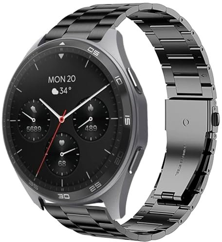 Blueshaweu 22mm Armband Kompatibel mit Hama Smartwatch 7010 (1,43), 6010 (1,65), 6910 (1,28), Classic Edelstahl Uhrenarmband Kompatibel mit Hama 7010/6010/6910 Smartwatch (schwarz)