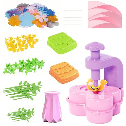 UICCVOKK DIY Flower Bouquet Kit for Girls, DIY Fabric Flower Bouquets Toys for Girls, Arts and Crafts for Kids Ages 4-8, Fabric Flowers Making Kit for Kids, STEM Toys Birthday Gifts for 5+ Year Old