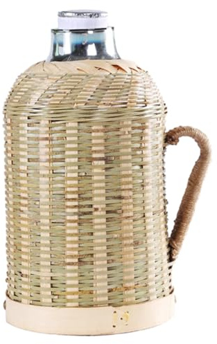DECHOUS Bottiglia D’Acqua Termica in Bambù Intrecciato 16L Manico Brocca Isolata per Bevande Calde e Fredde Contenitore Resistente per Uso Domestico e Outdoor