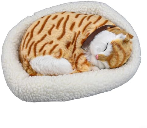 Peluche a forma di gatto che respira realistico, morbido animale domestico elettronico con movimento respiratorio simulato, bambola interattiva che dorme per la decorazione della casa, animale di