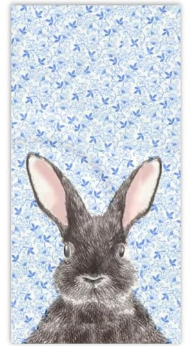 Stxy's 3ply 45ct Blue Easter Paper Napkins - Blue Floral Rabbit Easter Bunny disposable hand towels for bathroom decorative Spring dinner napkins for decoupage, baby shower