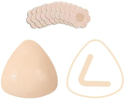 SDFWGG Almohadillas Sujetador con 5 Pares de Cubrepezones Desechables Autoadhesivas Triangulares Relleno Push Up Insertos para Sujetador Bikini Almohadillas de Espuma para Brasier (FR/ES, Letras, M)