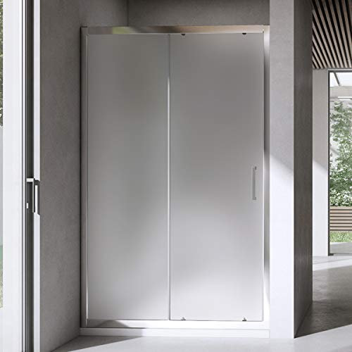 Yellowshop - Box Cabina Doccia Bagno Porta a Nicchia Anta Scorrevole in Cristallo Temperato 6mm Trasparente o Puntinato Misure Cm 100 110 120 130 (Cm 120 (da 119 fino a 123), Puntinato Opaco)