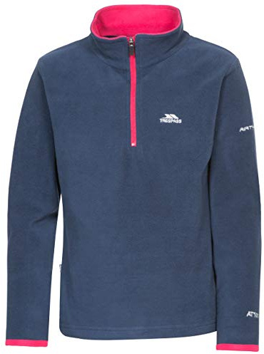 Trespass Girls 1/2 Zip Fleece Jumper Sybil - Kids Activewear Microfleece, Zipper Pullover Sweatshirt, Contrast Binding On Cuffs, Contrast Facing On Inner Collar Navy
