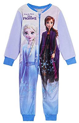 Disney Frozen 2 Mädchen Schlafanzug Fleece All One Pjs Kinder Playsuit Elsa Anna Schlafanzug, Flieder, 3-4 Jahre
