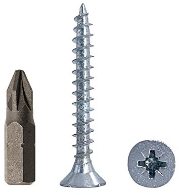 Marcopol Lot de 400 vis à bois en acier zingué 5,0 x 40 mm, universelles Pozi-Drive PZ, tête fraisée Pozidriv