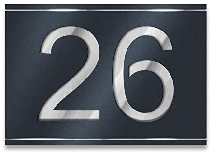 Metzler Hausnummer aus V2A Edelstahl, individuelles Hausnummernschild in Anthrazit RAL 7016 mit ausgelaserter Hausnummer. Rostfrei, 3D-Effekt, inkl. Beschriftung, Made in Germany, Größe: 16 x 11 cm