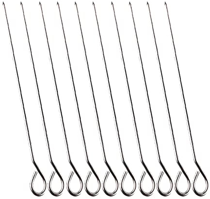 GSHLLO 30 Pcs Stainless Steel Round Barbecue Skewers Poultry Turkey Lacers Roast Duck Goose Needles Shish Kebab Sticks Meat Roasting Skewers BBQ Cooking Accessories
