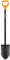 FISKARS Pala de Jardín Redonda para Suelos Blandos y Pedregosos, Longitud 116,6 cm, Hoja de Acero de y Mango de Plástico, Negro/Naranja, Solid, 1066716