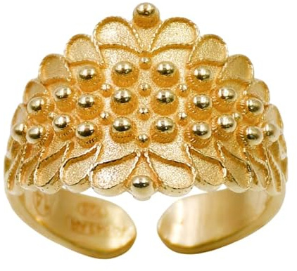 Anello Fede Sarda in Filigrana d'Argento Sterling 925 Placcato Oro - Misura regolabile Oro