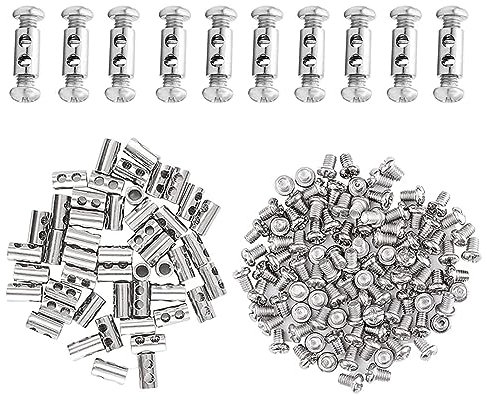 60 Piezas Mangas de Aluminio de Cuerda de Alambre, Manguitos de Cable de Acero, Abrazadera de Cable de Acero de Doble Orificio, Abrazaderas para Cables de Alambre de Acero