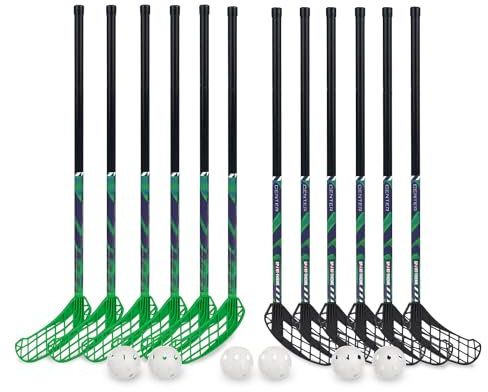 Sport-Thieme Floorballschläger-Set Center | Shaft 80 cm | Für Jugendliche bis 150 cm | Links-/Rechtsschuss | Polycarbonat | Schule/Verein | PE Kelle | Universell
