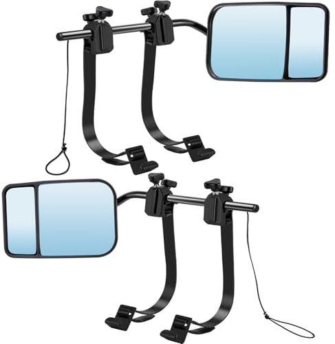 CICMOD 2 Stück Wohnwagenspiegel Universal Zusatzspiegel Doppelter Konvexer Abschleppspiegel für Wohnmobile Caravan PKW Auto Anhänger Links + Rechts