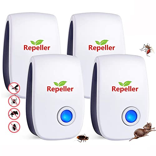IPDOU Ultrasonic Pest Repeller, 4 Packs, 2024 Upgraded Electronic Mouse Repellent plug in Pest Control for Mouse, Anti, Rat, Spider, Rodent, Fly, Mosquitoes, Harmless to Pets and Human