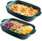 2 Stück Auflaufform Set aus Keramik, Lasagneform mit Griff 23,5 x 13cm Keramik Auflaufformen Bunt Glasiertes Klein Backform Rechteckig Ofenform für Ofen Lasagne Backen Auflauf Essen (Dunkelgrün)