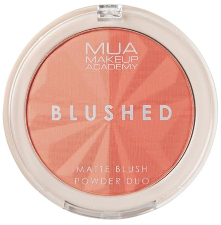 MUA Blushed Duo Powder Blusher, Peachy (Pack of 1) | Peachy Pink Shades, Highly Pigmented & Blendable Customisable Shades for Cheeks, Face & Eyes, Vegan & Cruelty Free