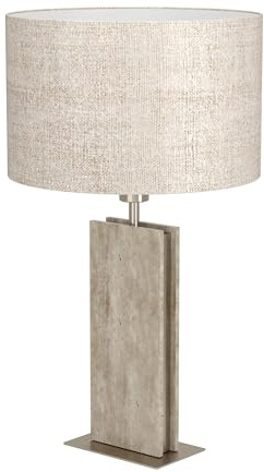 EGLO Tischlampe Belesar, große Wohnzimmer Tischleuchte, Zimmer Deko Schlafzimmer, natürliche Wohnzimmerlampe aus Metall in Silber, Stein in Natur und Leinen, E27 Fassung, H 67 cm
