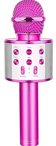 Generico Bdit accessori Bluetooth Microfono Karaoke per Bambini, Karaoke Portatile Wireless, 3-10 Anni Giocattoli Compatibile con Android/iOS, PC o smartphone